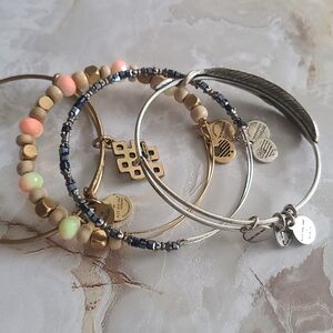 Alex and Ani Bracelet Set, Includung Endless Knot And Sorbet Bangles